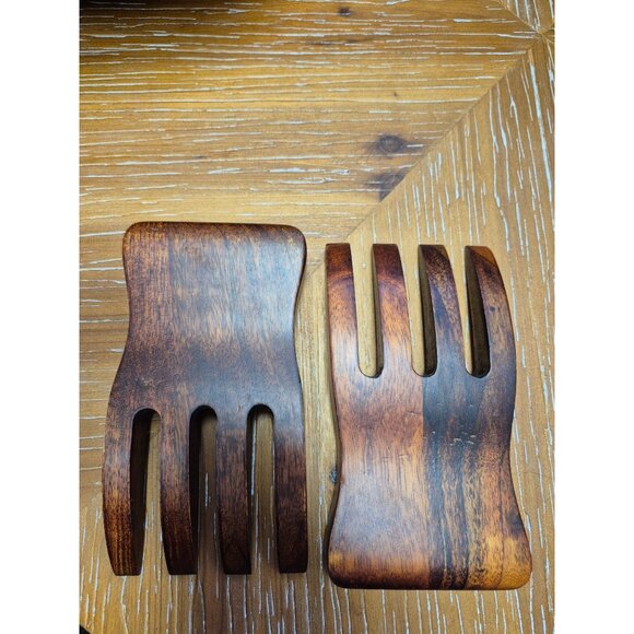 Lipper International Wooden Salad Bowl Set With Serving Forks - 4 Piece Acacia W - Picture 11 of 14